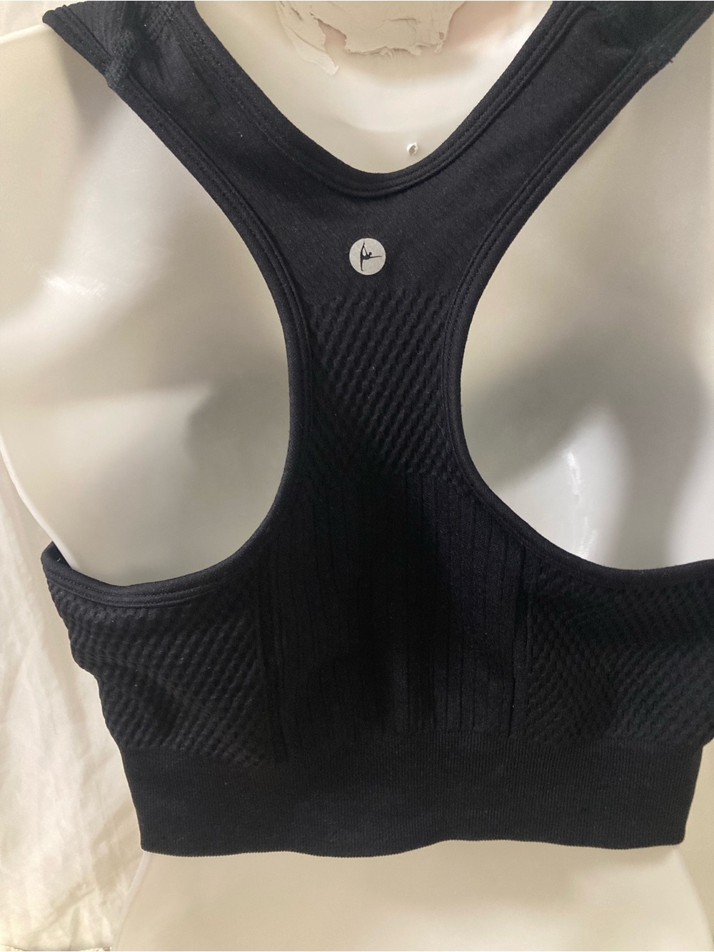 Women’s Black Ribbed Zip Front Sports Bra Racerback Medium Support